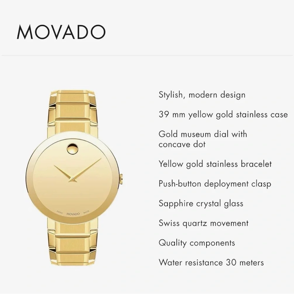 Movado
Men's Swiss Sapphire Gold-Tone PVD Stainless Steel Bracelet Watch 39mm - Picture 4 of 16